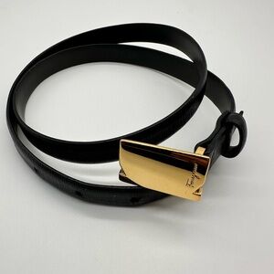 Salvatore Ferragamo Black and Gold Belt Accessories women